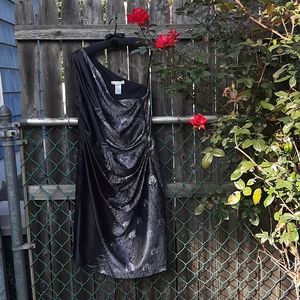London Times One Shoulder Satin Cocktail Dress Size 12